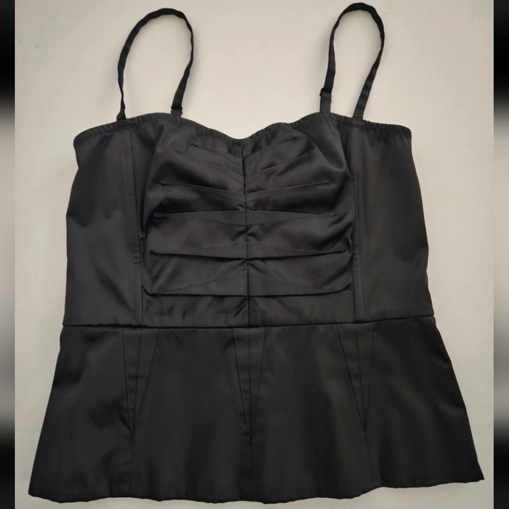 Vintage 90’s Moda Cropped Corset Whimsy Goth Y2K Coquette Black Satin Bustier